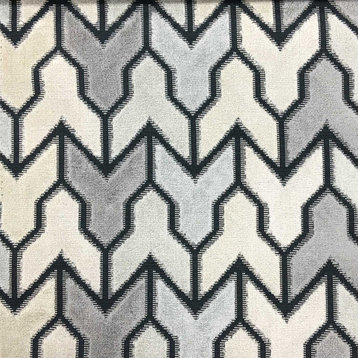 Rocket Geometric Cut Velvet Upholstery Fabric, Carrara
