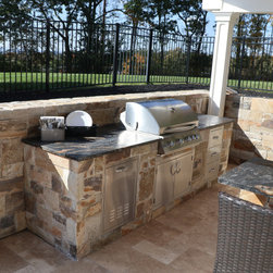 Walnut Travertine Project in CT - Outdoor Cooking