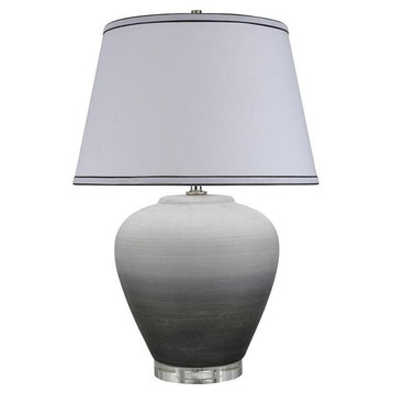 40048, 24" High Traditional Ceramic Table Lamp, Ombre Black With Crystal Base