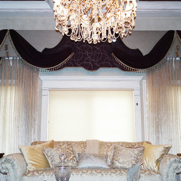 Custom Cornice with Sheer Curtains