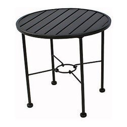 Meadowcraft Grayson 24" Round Slat Side Table - Outdoor Side Tables