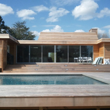 Contemporary with Wood Decking Throughout