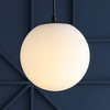 Bleecker 7.75" Metal, Glass Globe LED Pendant, White/Oil Rubbed Bronze