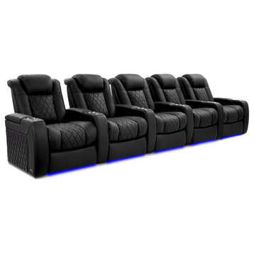 TuscanyXL Ultimate Top Grain Leather Power Recliner, Onyx, Row of 5