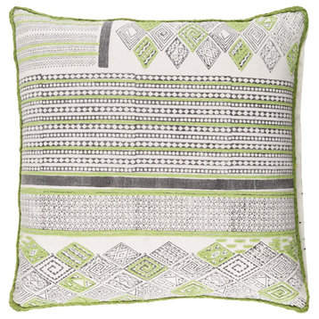 Aba by Surya Pillow Cover, Lime/Dark Brown/White, 22' x 22'