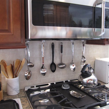 Traditional Lake House Toffee finish kitchen featuring a non-traditional layout