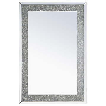 Elegant Modern 31.5" Rectangle Crystal Mirror In Clear Finish