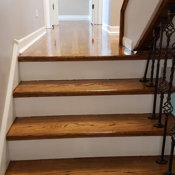 2 and 1/4 red  oak  select and better , special walnut stain from Dura Seal and