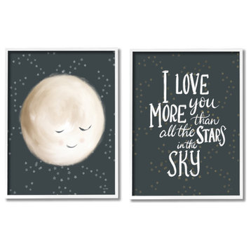 Cute Moon Starry Night Sky I Love You Phrase, 2pc, each 11 x 14
