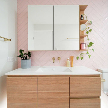 Pink Bathroom & Laundry Nook