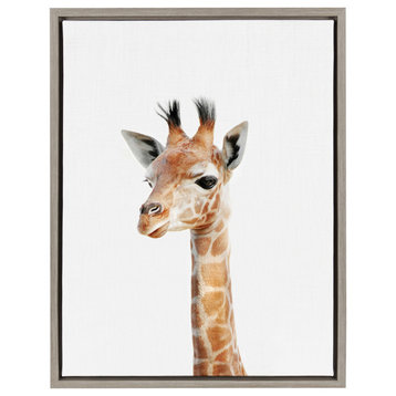 Sylvie Baby Giraffe Animal Print Framed Canvas Art by Amy Peterson, 18x24