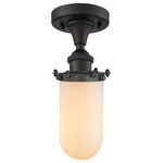 Innovations Lighting - Kingsbury 1-Light LED Flush Mount, Oil Rubbed Bronze, Glass: White - The Austere makes quite an impact. Its industrial vintage look transports you back in time while still offering a crisp contemporary feel. This sultry collection has a 180 degree adjustable swivel that allows for more depth of lighting when needed.