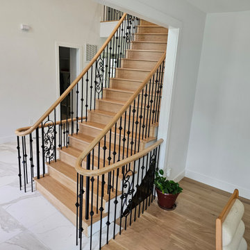Project #120 | White Oak Staircase with Iron Balusters