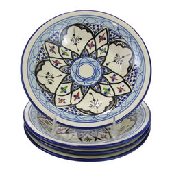 Le Souk Ceramique - Stoneware Pasta/Salad Bowls, Set of 4, Tibarine Design - Serving And Salad Bowls
