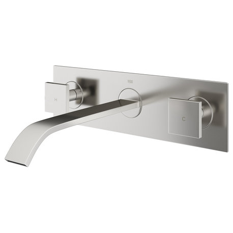 VIGO Titus 3" H 2-Handle Wall Mount Bathroom Faucet, Brushed Nickel