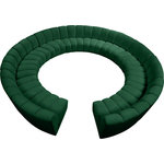 Meridian Furniture - Infinity Channel Tufted Velvet Modular Chair, Green, 12 Piece - Create a seating group that works for every possible situation with this Infinity 12-piece sectional and other pieces in the Infinity collection. Upholstered in soft green velvet material that feels great against the skin and offers long-wearing beauty, this piece fits with other Infinity items for an infinite number of combinations that get your seating requirements just right but that look just as nice when used on their own.