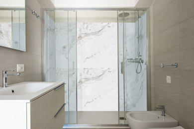 Inspiration for a contemporary bathroom remodel in Cleveland