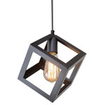 LNC - LNC Black Cube Retro Style Industrial Mini Ceiling Pendant Light Shade - With a forged steel cage framing, this pendant features a black geometric cage with a Edison Bulb inside. The pendant light will enhance your foyer, dining room, or living room with its sleek charm. This one light mini pendant can complement many loft, urban, industrial and transitional decors.