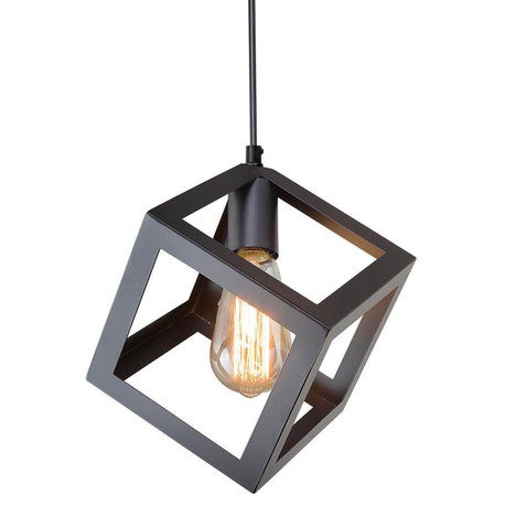 LNC Black Cube Retro Style Industrial Mini Ceiling Pendant Light Shade