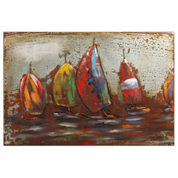 "The Regatta 1" Wall Art Primo Mixed Media Hand Painted Iron Wall Sculpture