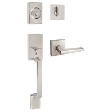 Modern Series Stockholm Handleset With Square Thumb Turn, Satin Stainless