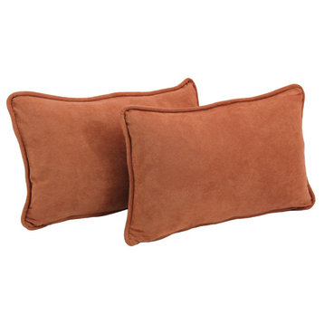 20"X12" Double-Corded Solid Microsuede Back Support Pillows, Set of 2, Spice