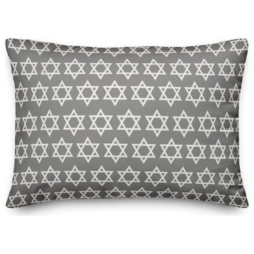 Gray Star of David Pattern 14"x20" Throw Pillow Cover