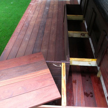 Ipe Deck with Sandbox & Seat Storage + Artificial Turf