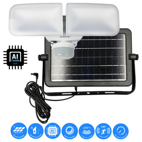 5th Gen Hybrid Microgrid AI Smart Twin LED Solar Flood Light, White