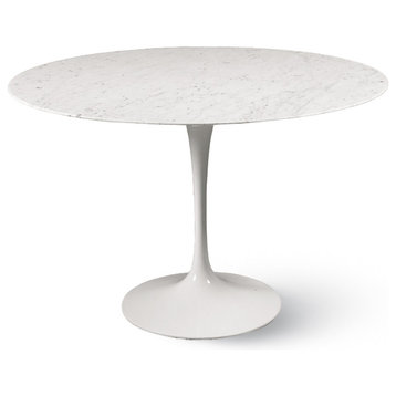 Saarinen Round Dining Table White Carrara Marble Top, 48"