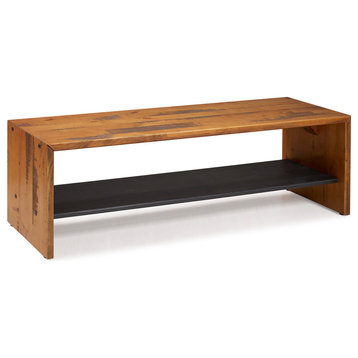 58" Solid Reclaimed Wood Entry Bench, Amber