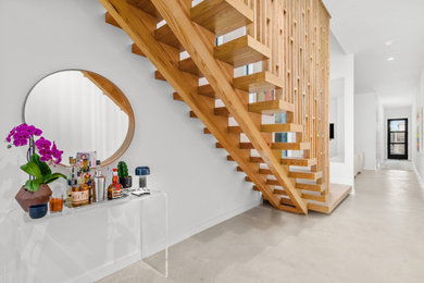Example of a trendy staircase design in Houston
