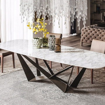 High quality marble dining table top with metal base