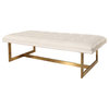 Abbyson Living Ava Tufted Leather Bench, White