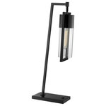 Lite Source - Norman Table Lamp in Black with Clear Glass Shade E27 Vintage Bulb T10 60W - Stylish and bold. Make an illuminating statement with this fixture. An ideal lighting fixture for your home.&nbsp