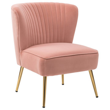 Velvet Accent Dining Chair, Pink