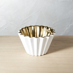 Crinkle White and Gold Bowl | CB2 - Baby And Kids