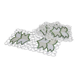 Xia Home Fashions - Tannenbaum Embroidered Cutwork Christmas Traycloths, 8"x15", Set of 4 - Table Runners