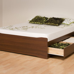Prepac Medium Brown Walnut Coal Harbor Mate's Platform Storage Bed with 6 Drawer - Platform Beds