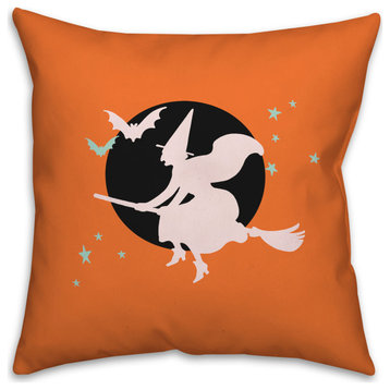 Flying Witch 16x16 Throw Pillow
