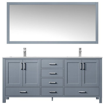Jacques 60" Dark Grey Double Sink Vanity Set with Carrara Marble Top
