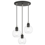 Livex Lighting - Downtown 3 Light Black With Brushed Nickel Accents Sphere Multi Pendant - Bring a refined lighting style to your interior with this downtown collection three light multi pendant. Shown in a black finish with brushed nickel finish accents and clear sphere glass.