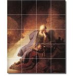 Picture-Tiles.com - Rembrandt Religious Painting Ceramic Tile Mural #76, 48"x60" - Mural Title: Jeremiah Lamenting The Destruction Of Jerusalem