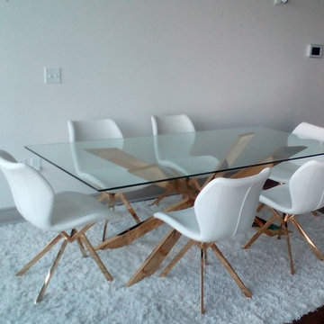 Cross Dining Table & Chairs -Gold