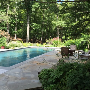 (Irregular) Blue stone, Field Stone Pool Patio Installation