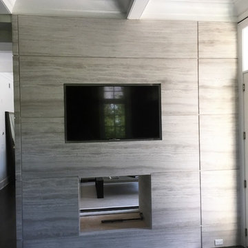 Natural stone fireplace
