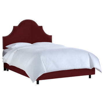 Taylor Nail Button High Arch Notched Bed, Velvet Berry, Full