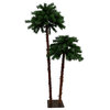 6ft Lighted Artificial Tropical Outdoor Patio Palm Tree Duo, Clear Lights
