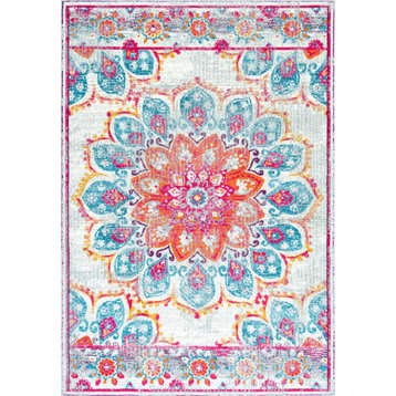 Withered Bloom In Bouquet Area Rug, Pink, 4'x6'