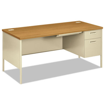 Metro Classic Right Pedestal Desk, 66Wx30D, Harvest/Putty